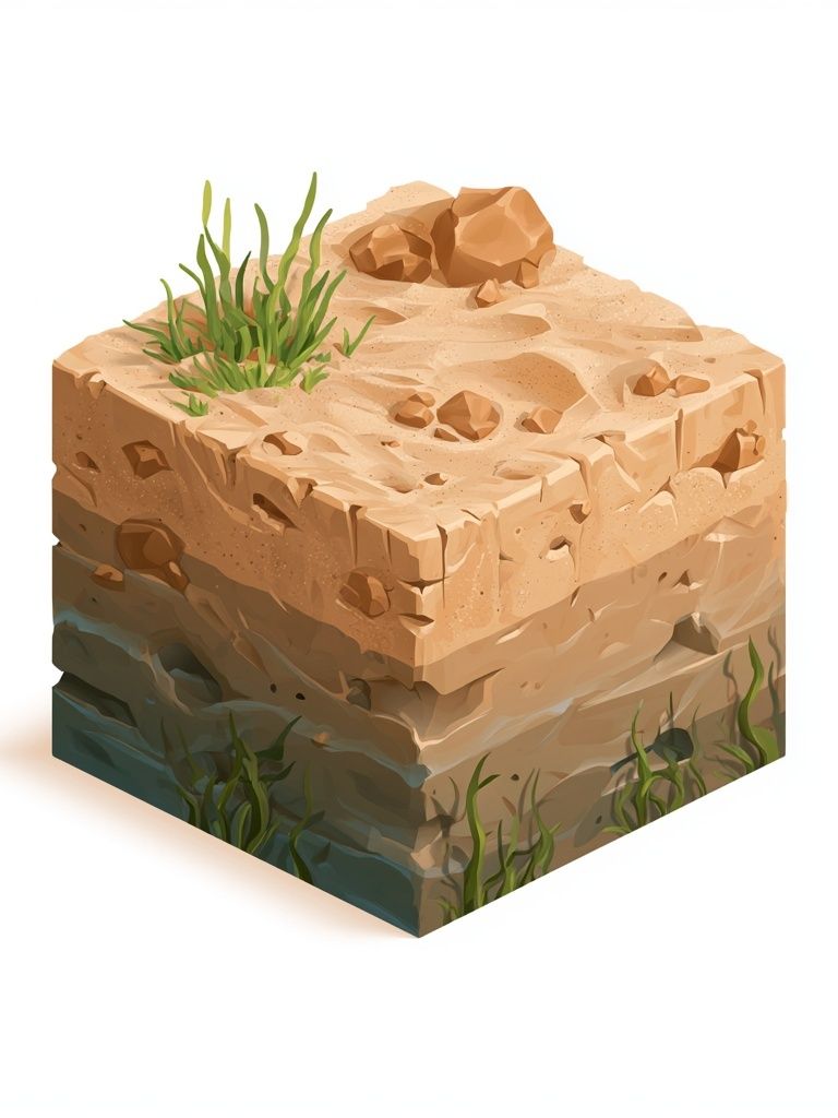 Desert Rock Cube Illustration Poster. poster detail