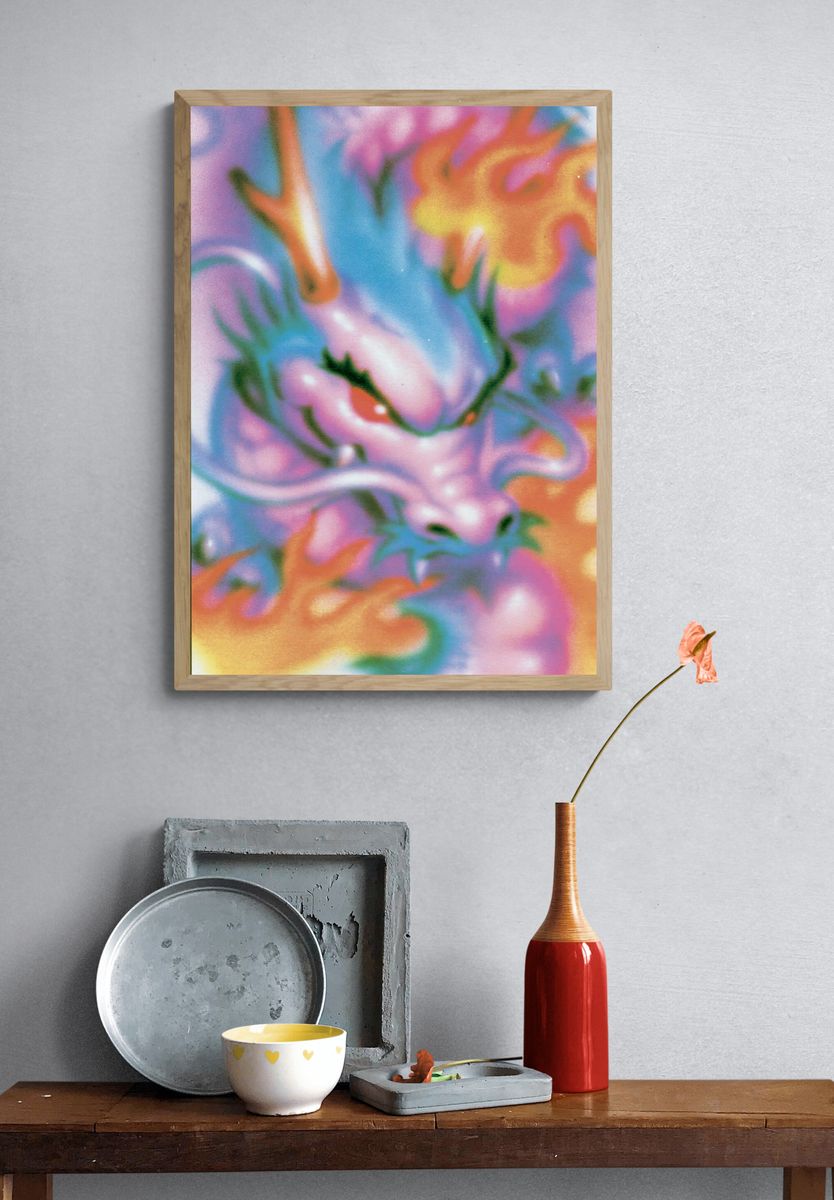 Dreamy Dragon Abstract Print. — room view 3