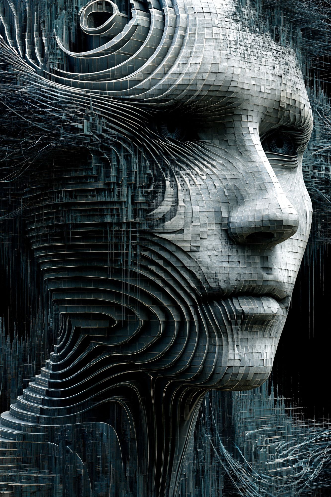 Futurist Cybernetic Face Poster. poster — illustration art
