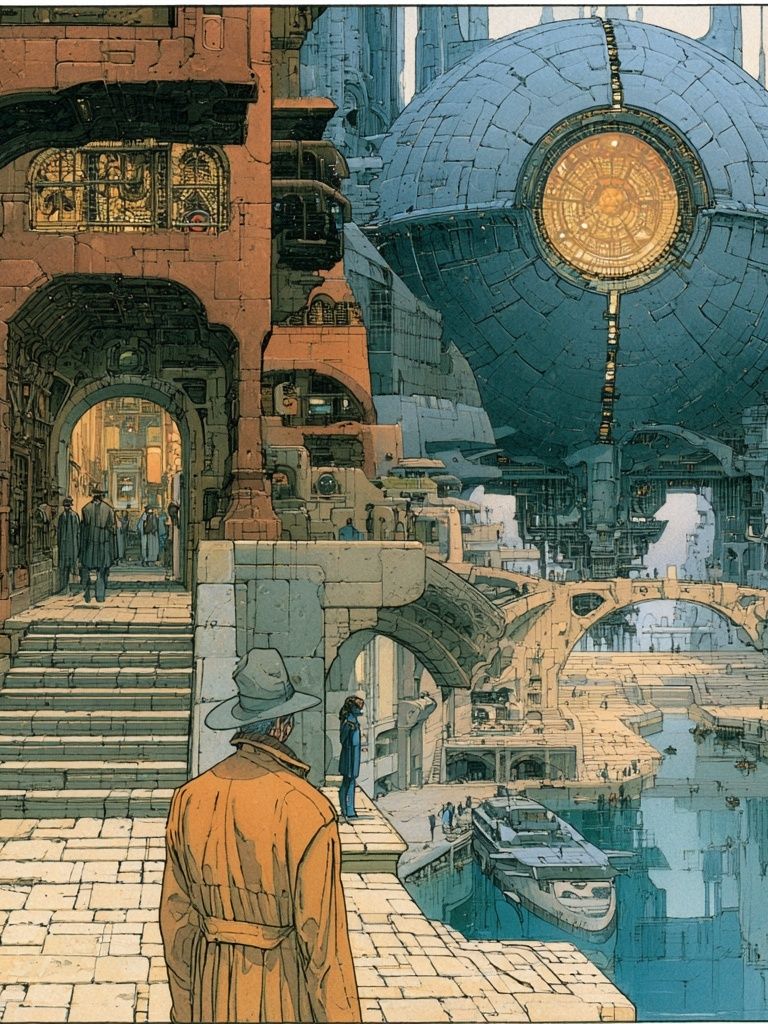 Futuristic Cityscape Illustration Poster. poster detail