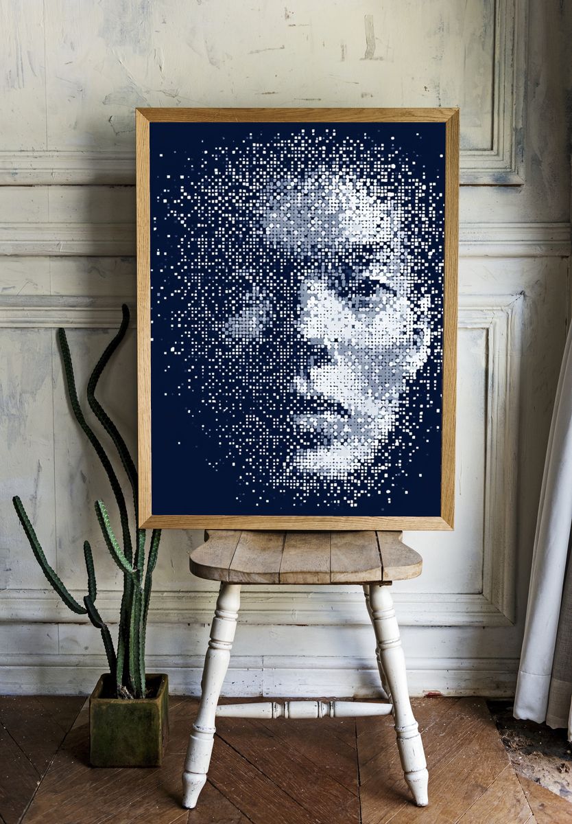 Abstract Pixel Face Poster. room preview