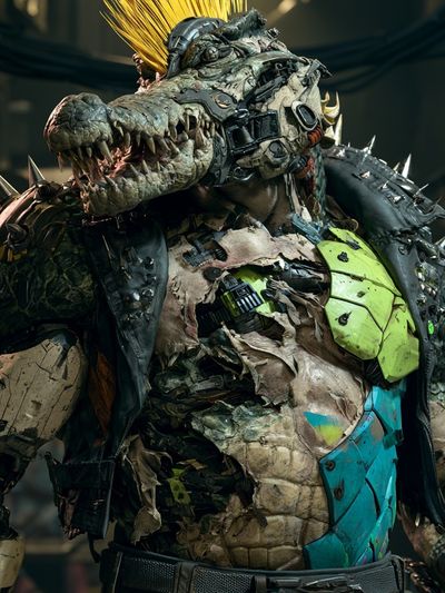 Cyberpunk Crocodile Warrior Poster.