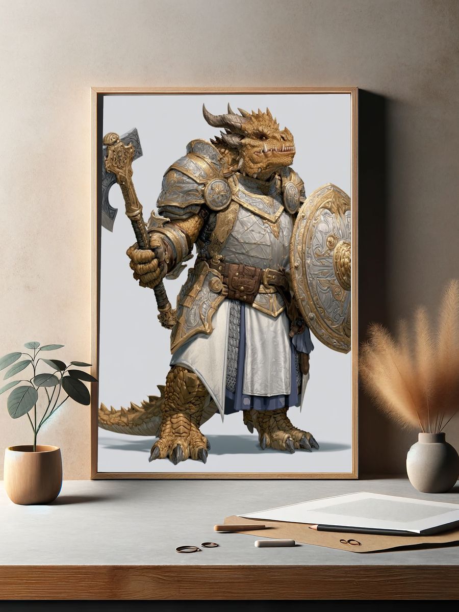 Armored Dragon Warrior Illustration Poster. — room view 2