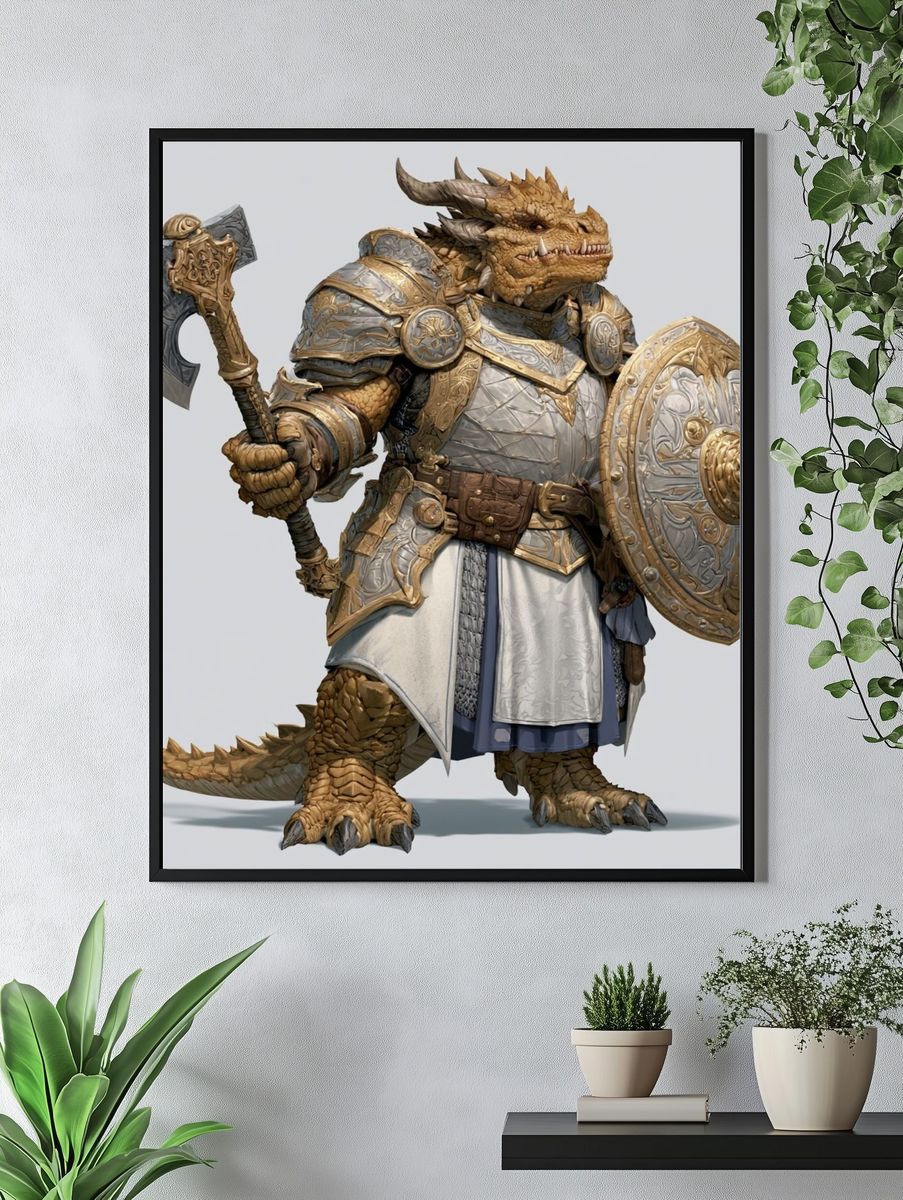 Armored Dragon Warrior Illustration Poster. — room view 4