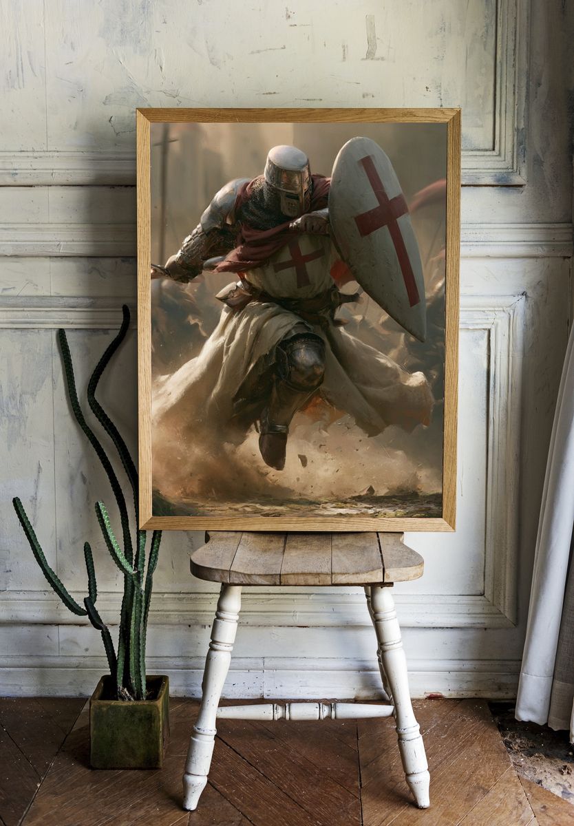 Crusader Charge Illustration Poster. — room view 1