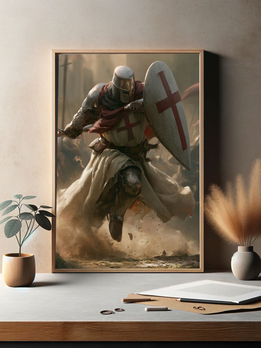 Crusader Charge Illustration Poster. — room view 2