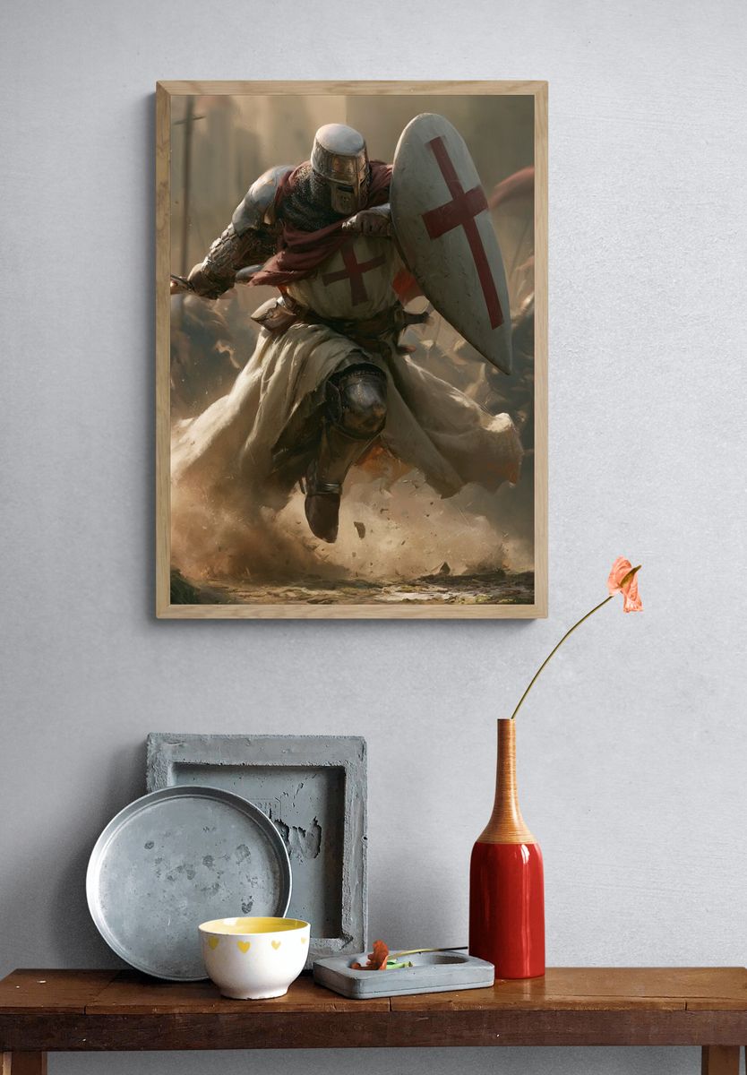 Crusader Charge Illustration Poster. — room view 3