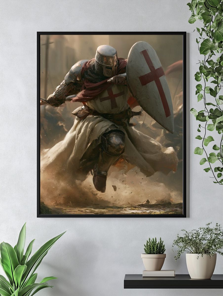 Crusader Charge Illustration Poster. — room view 4