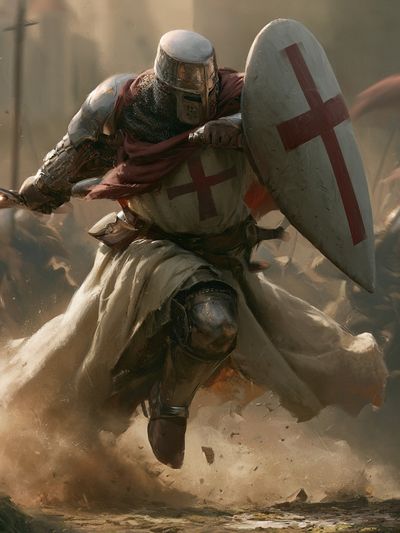 Crusader Charge Illustration Poster. poster