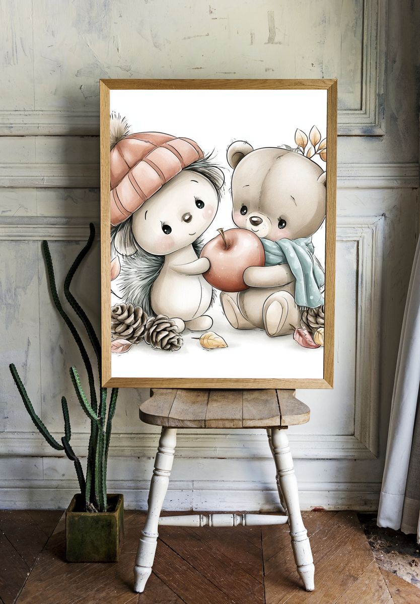 Autumn Woodland Friends Illustration Poster. room preview