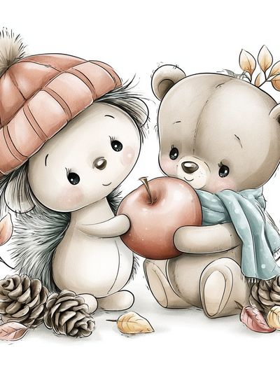 Autumn Woodland Friends Illustration Poster.