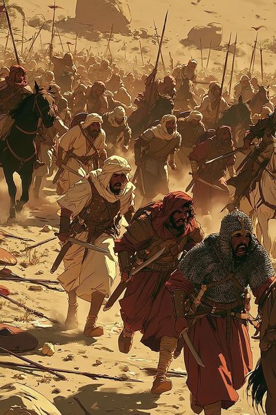 Desert Warriors Battle Scene Poster.
