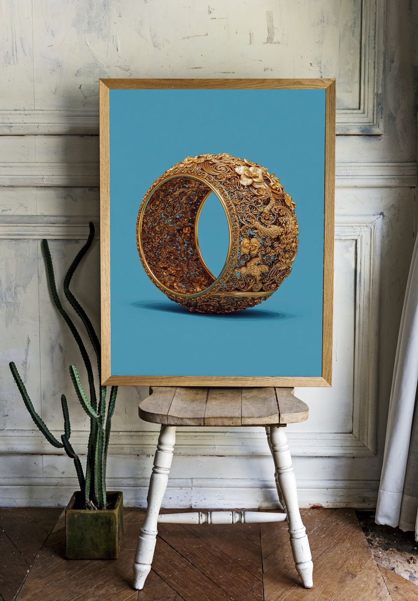 Golden Ornamental Ring Poster. room preview