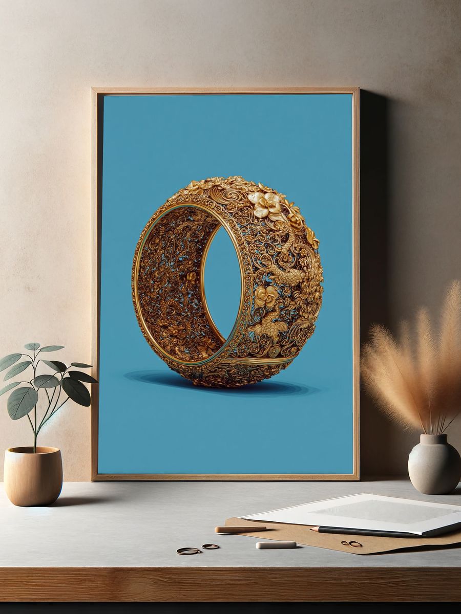 Golden Ornamental Ring Poster. — room view 2