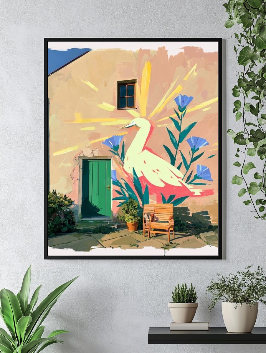 Heron Mural Illustration Poster. — room view 4