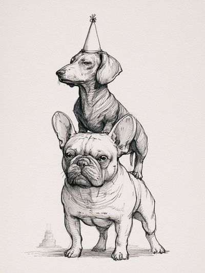 Party Dogs Illustration Poster.