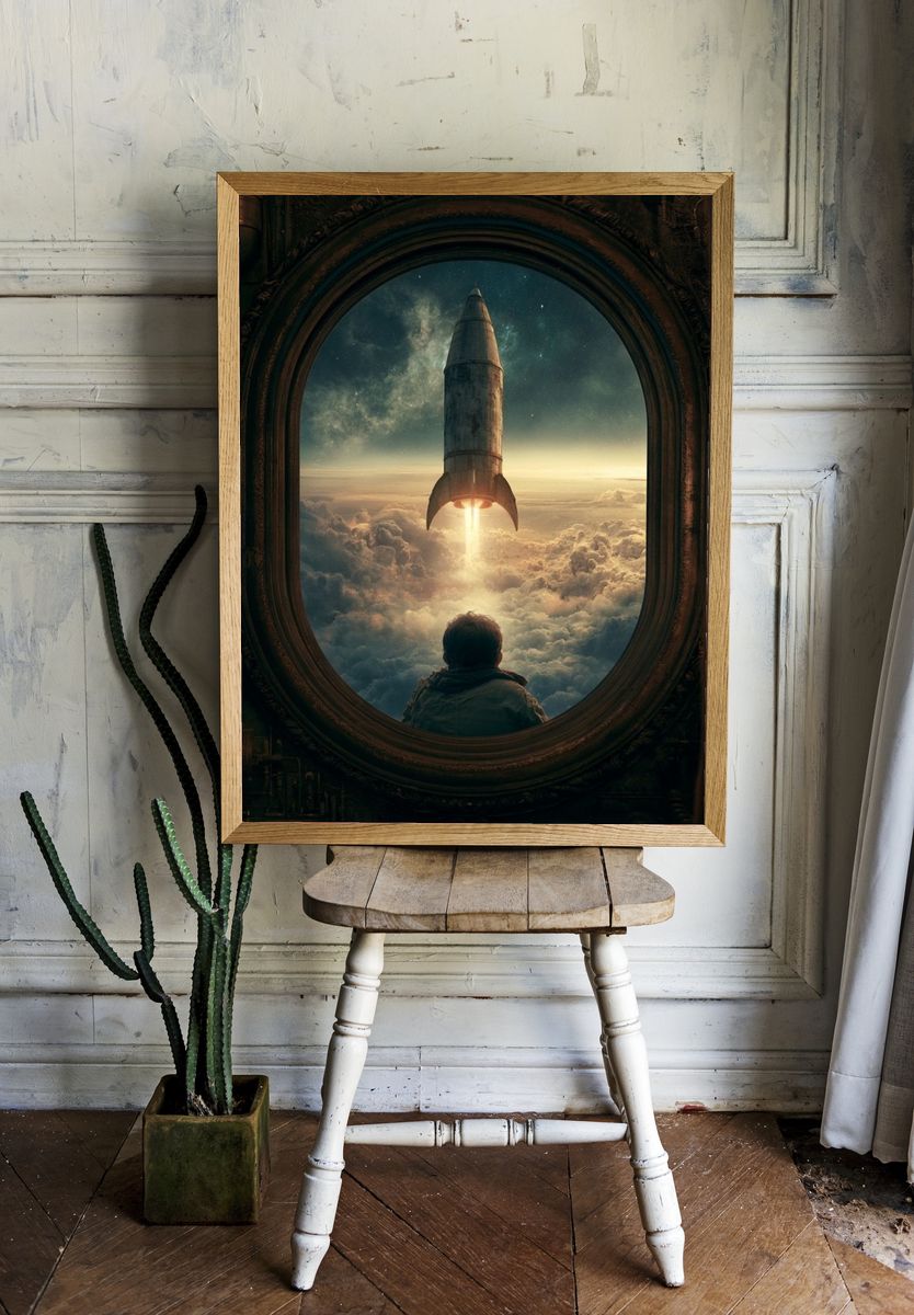 Rocket Window Sci-Fi Poster. — room view 1