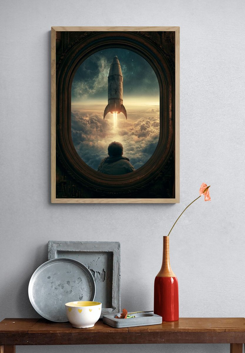 Rocket Window Sci-Fi Poster. — room view 3