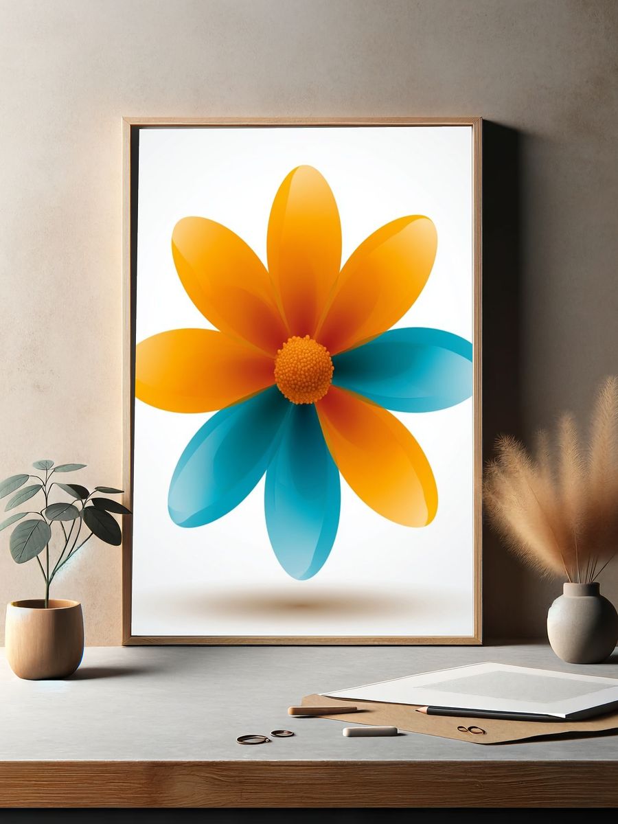 Abstract Flower Illustration Poster. — room view 2