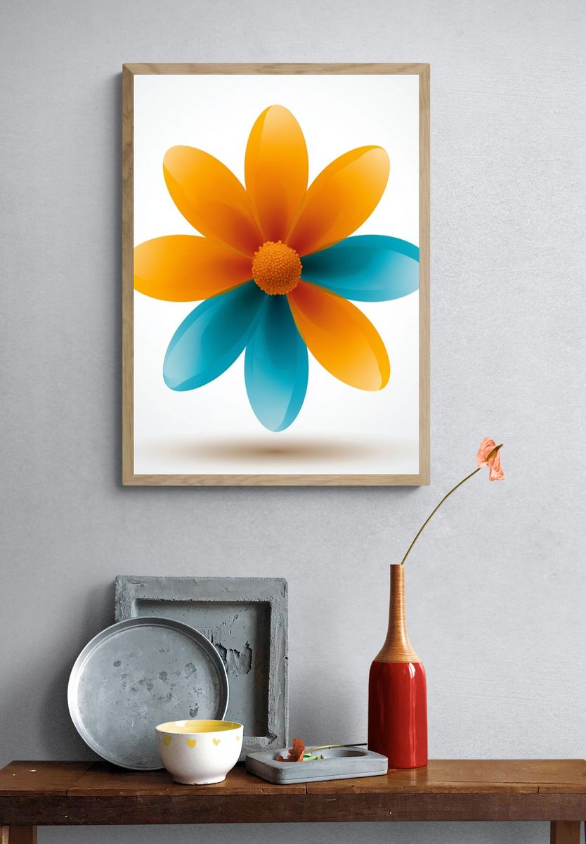 Abstract Flower Illustration Poster. — room view 3
