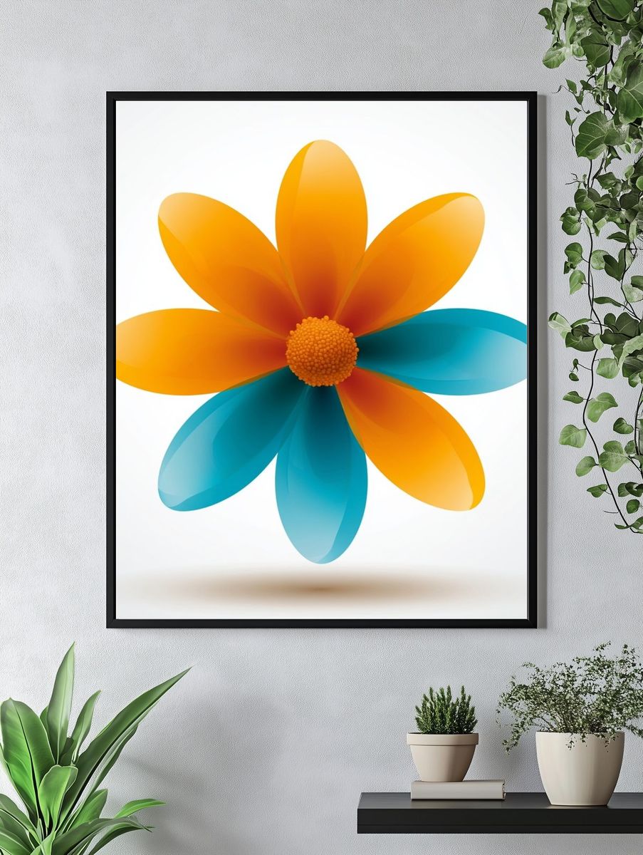 Abstract Flower Illustration Poster. — room view 4