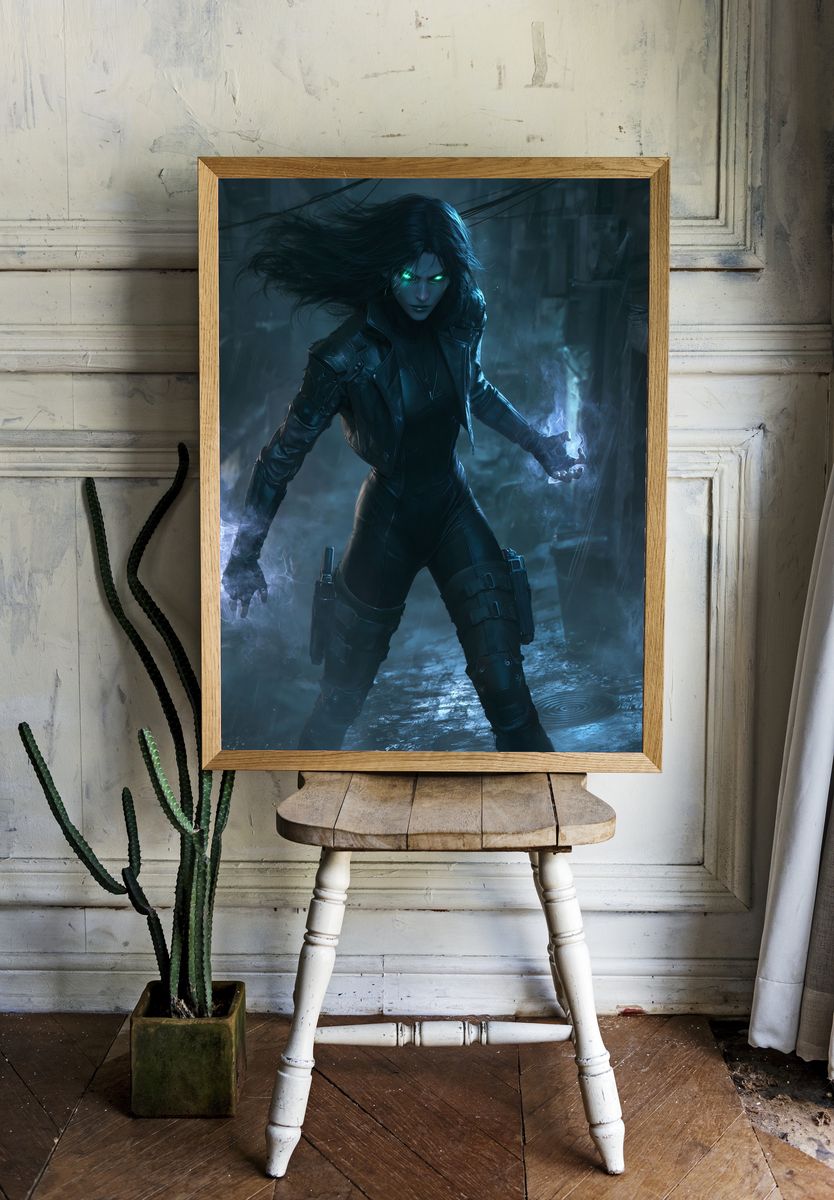 Cyberpunk Sorceress Digital Art Poster. room preview