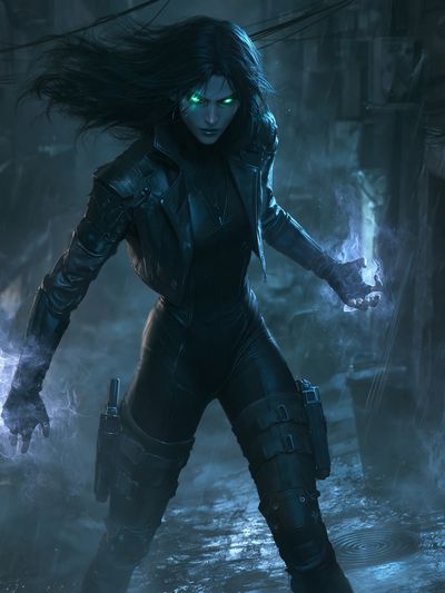 Cyberpunk Sorceress Digital Art Poster. poster
