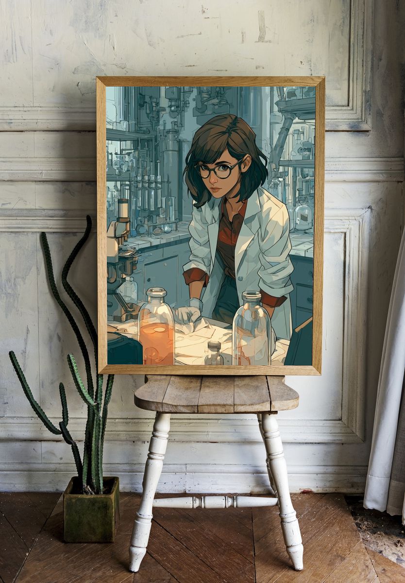 Lab Scientist Illustration Poster. — room view 1