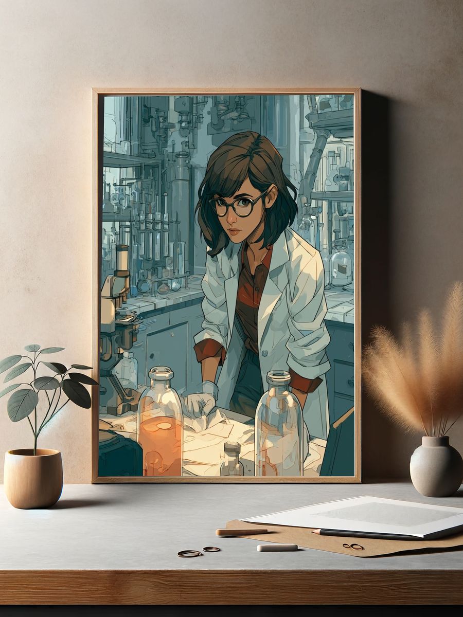 Lab Scientist Illustration Poster. — room view 2