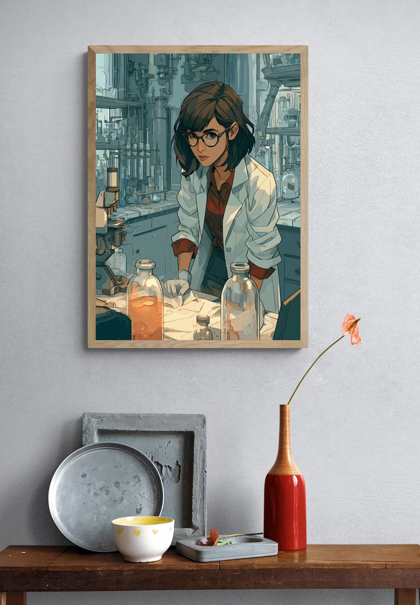 Lab Scientist Illustration Poster. — room view 3