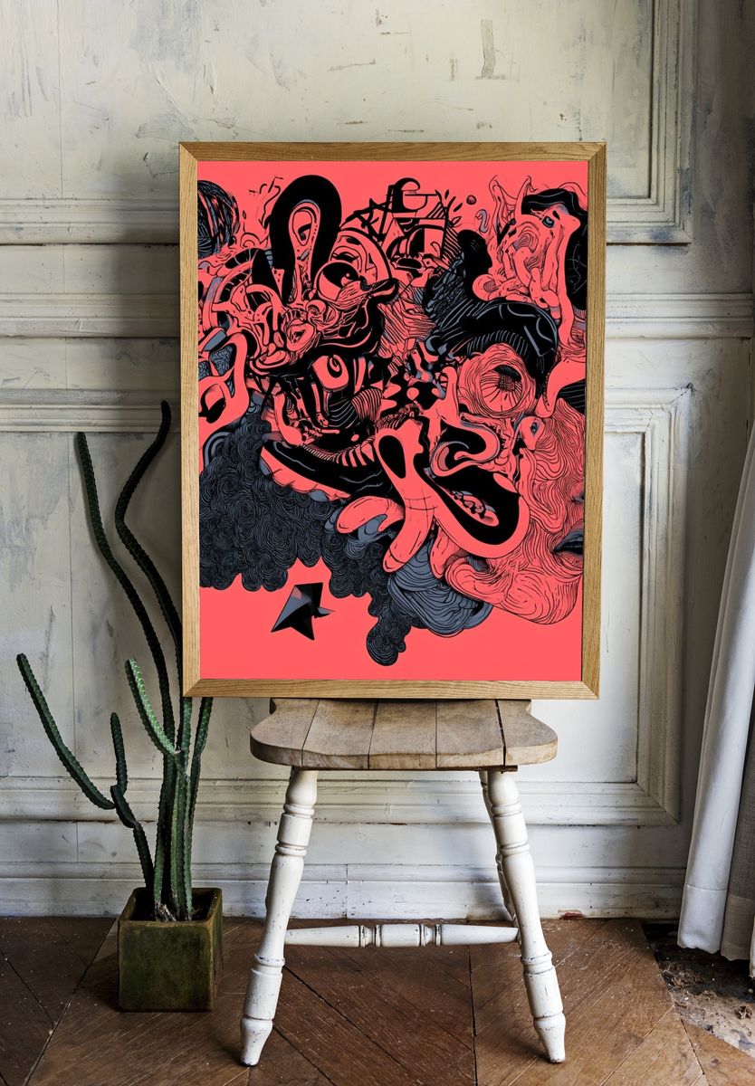 Surreal Face Collage Illustration Poster. room preview