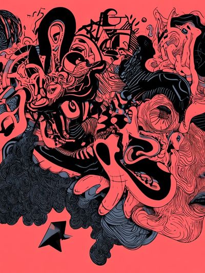 Surreal Face Collage Illustration Poster.