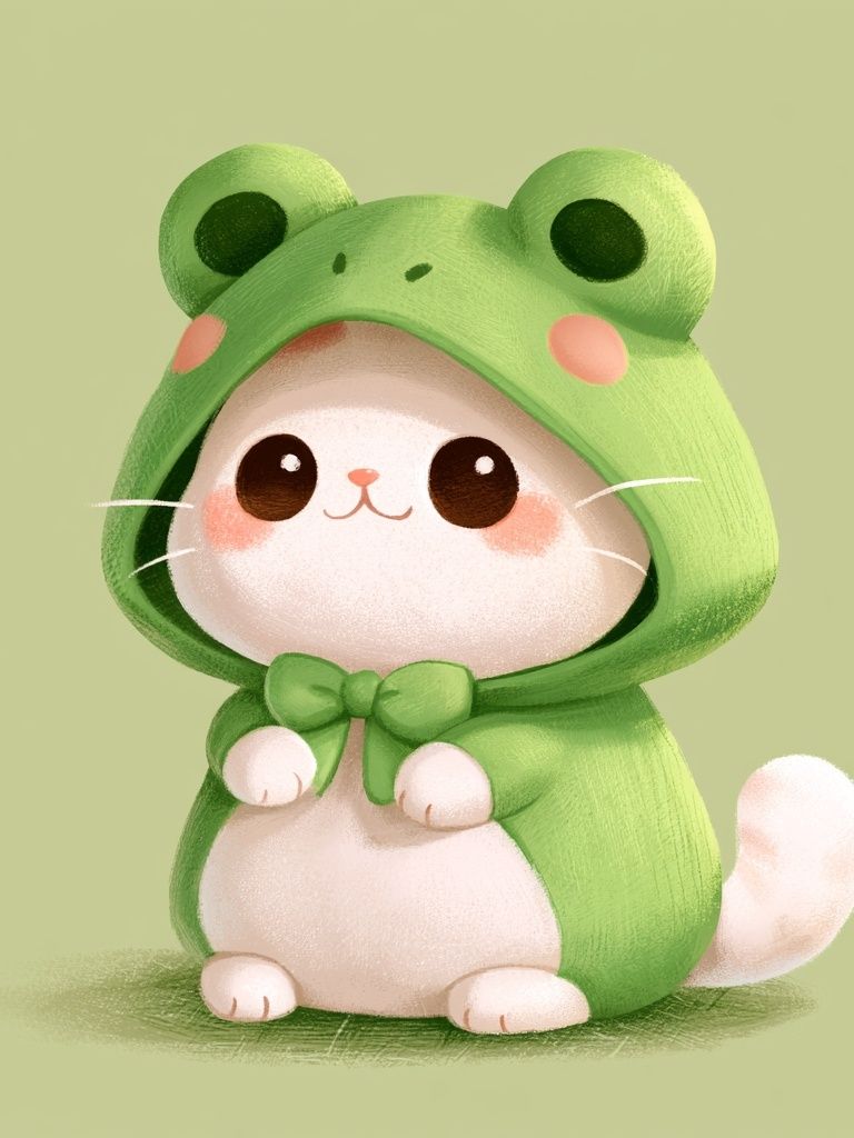 Frog Hoodie Cat Illustration Poster. poster — illustration art
