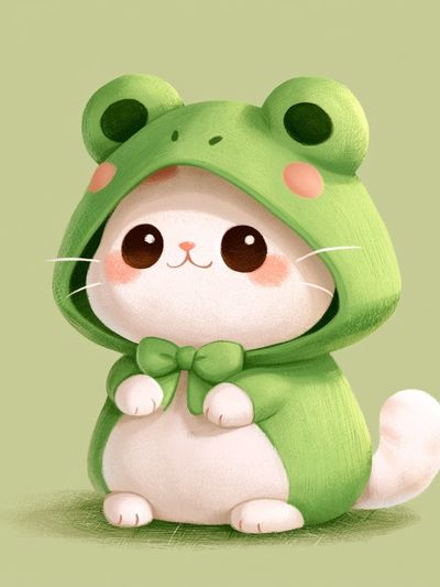 Frog Hoodie Cat Illustration Poster. poster