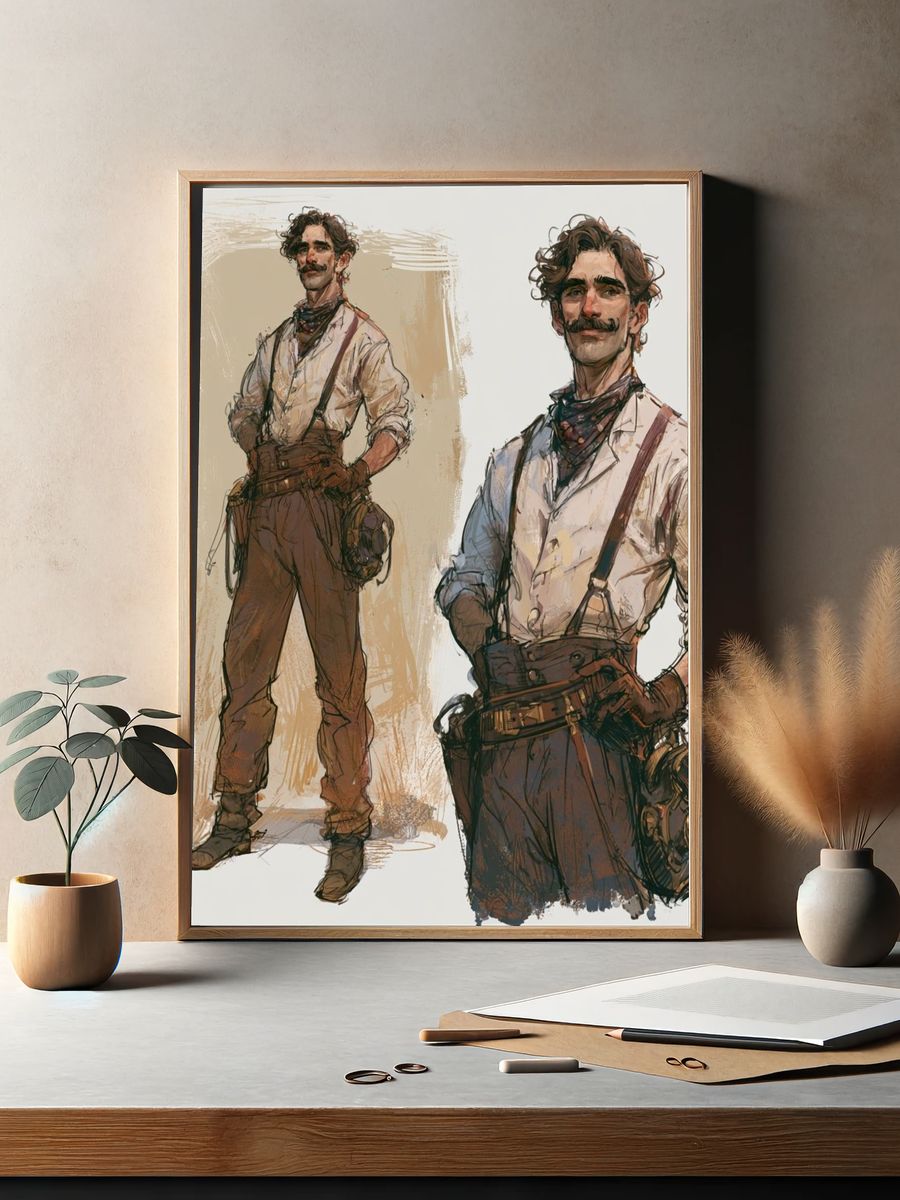 Steampunk Adventurer Illustration Poster. — room view 2