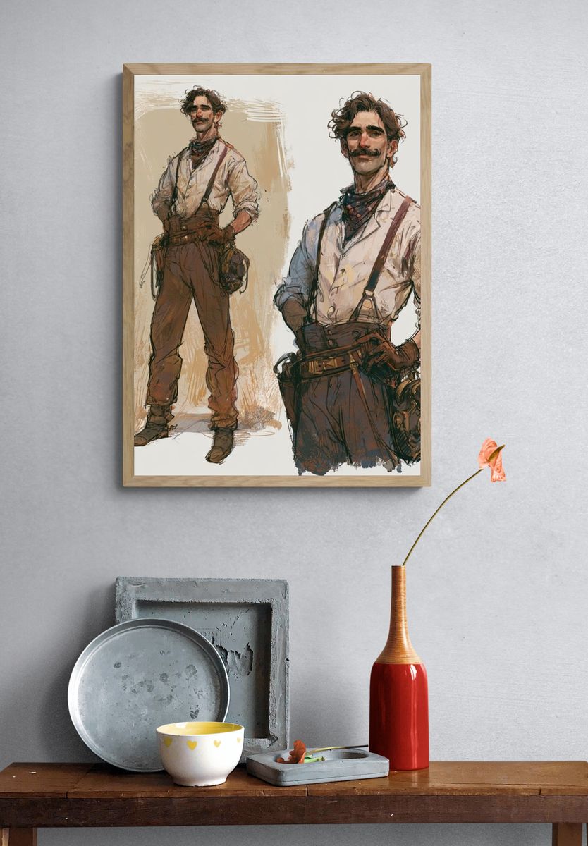 Steampunk Adventurer Illustration Poster. — room view 3