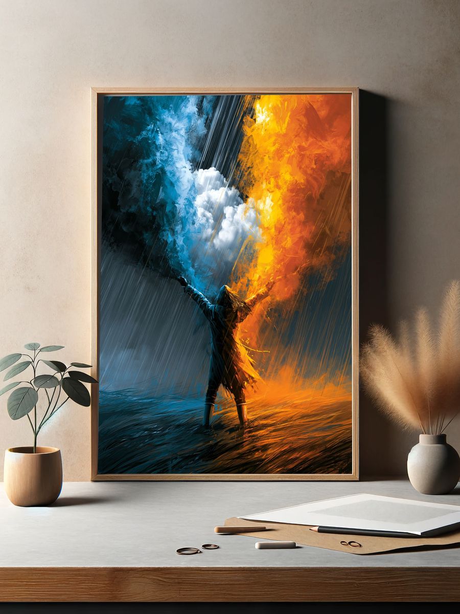 Elemental Duel Digital Art Poster. — room view 2