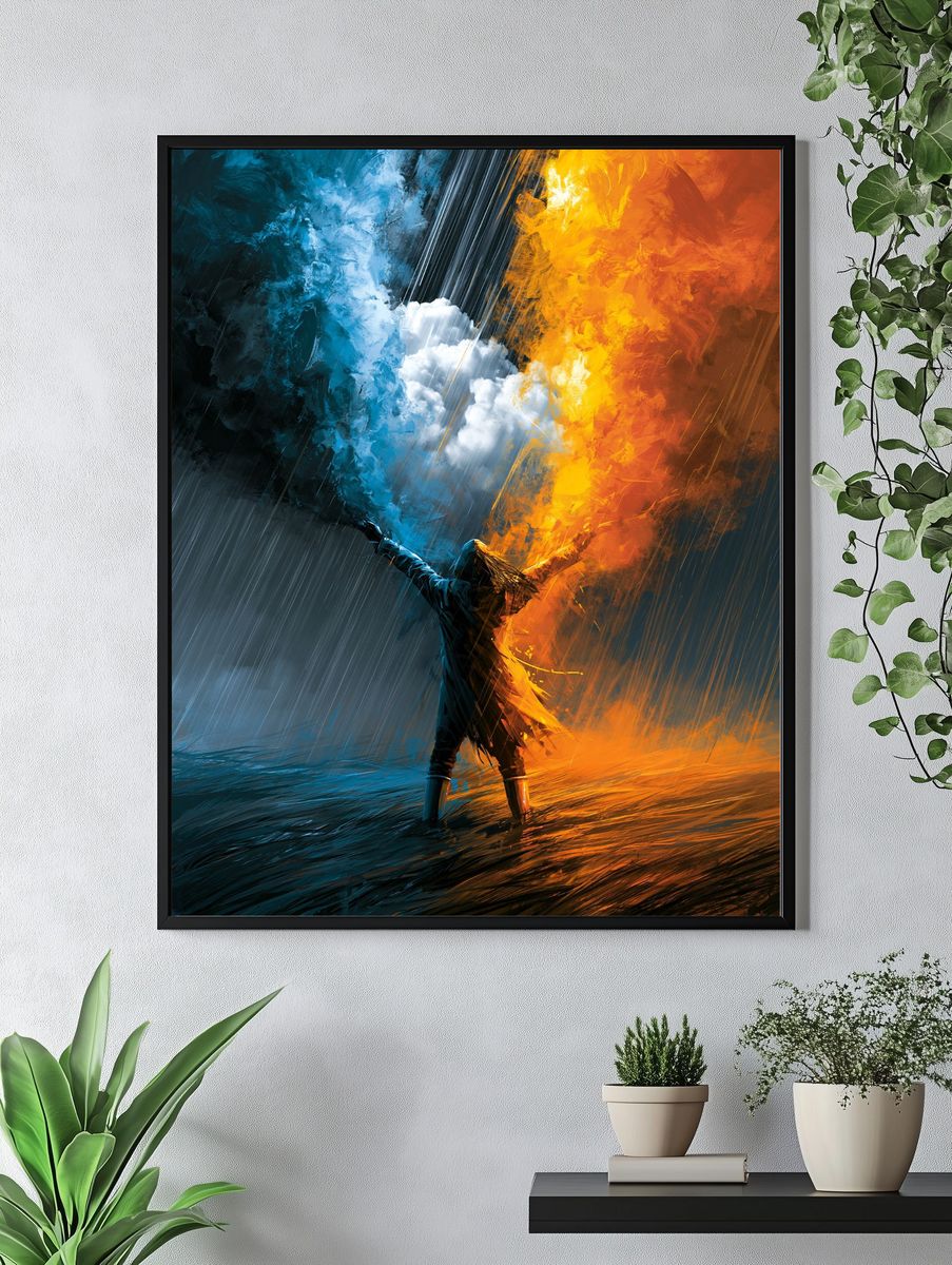 Elemental Duel Digital Art Poster. — room view 4