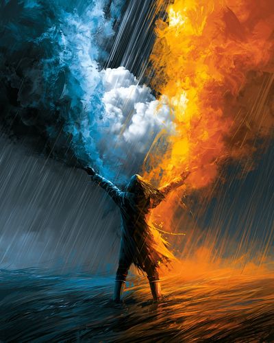 Elemental Duel Digital Art Poster. poster