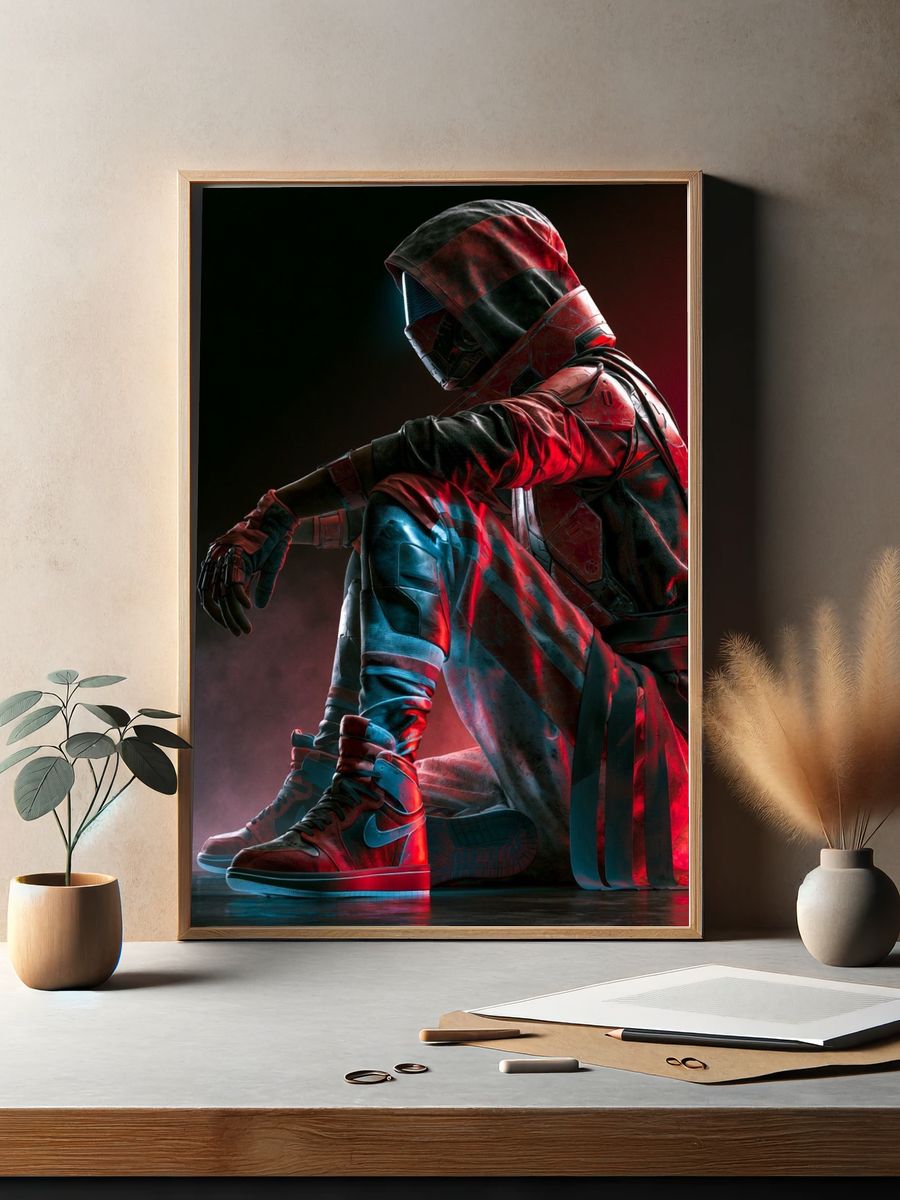 Cyber Sneaker Figure Illustration Poster. — room view 2