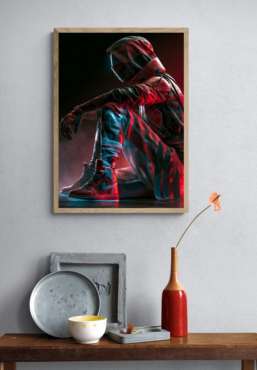 Cyber Sneaker Figure Illustration Poster. — room view 3
