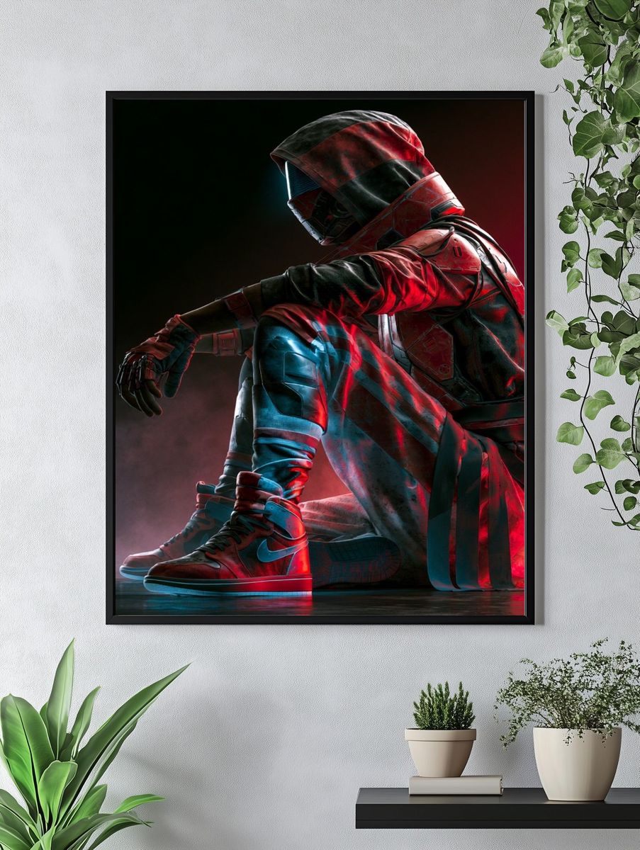 Cyber Sneaker Figure Illustration Poster. — room view 4