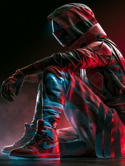 Cyber Sneaker Figure Illustration Poster.