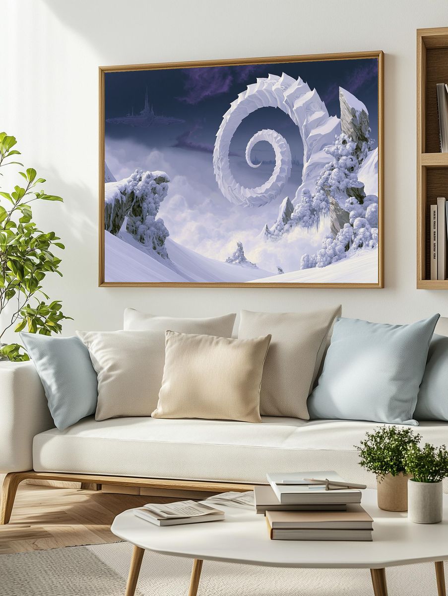Surreal Snow Spiral Sci-Fi Print. — room view 2