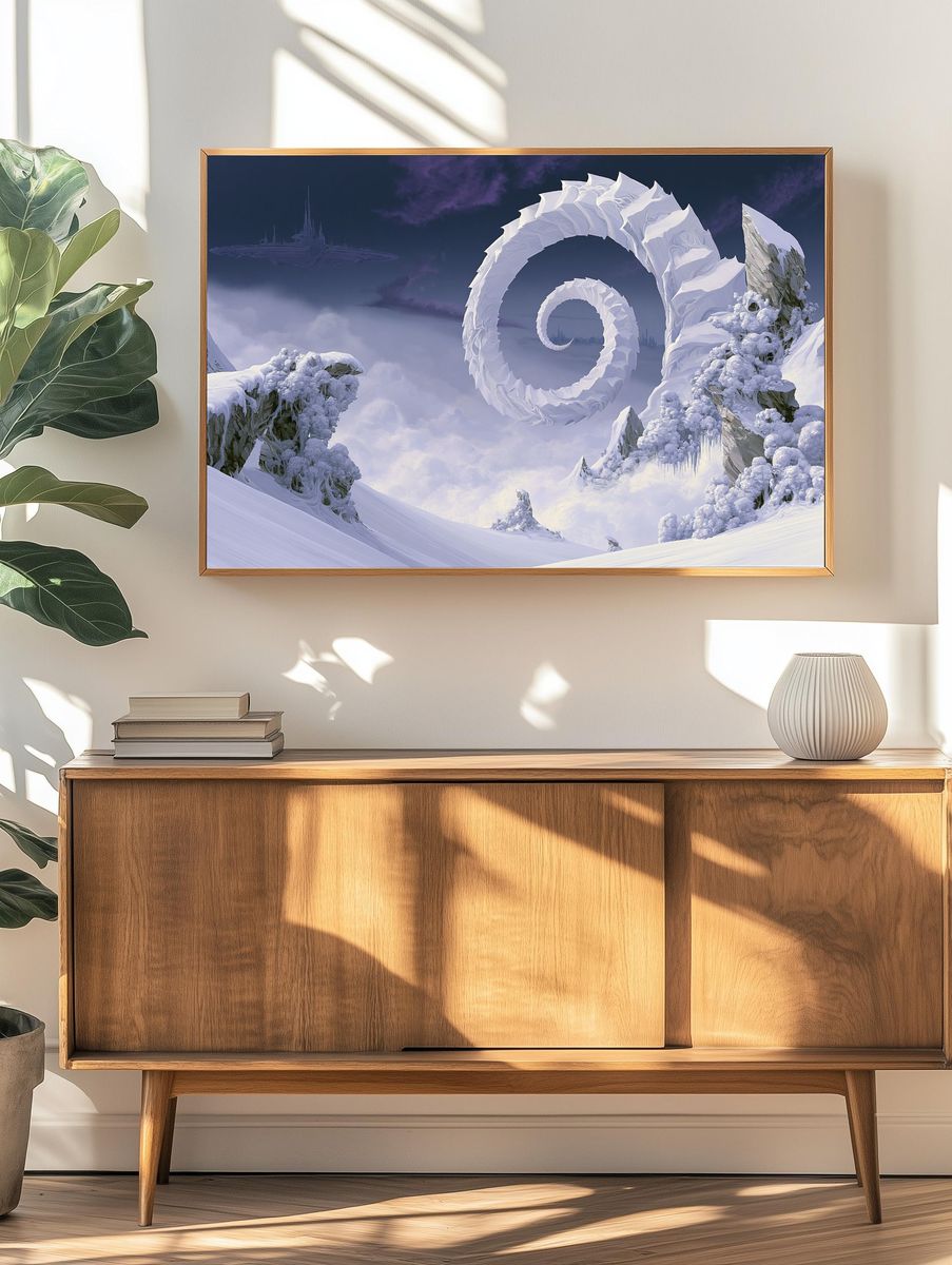 Surreal Snow Spiral Sci-Fi Print. — room view 3
