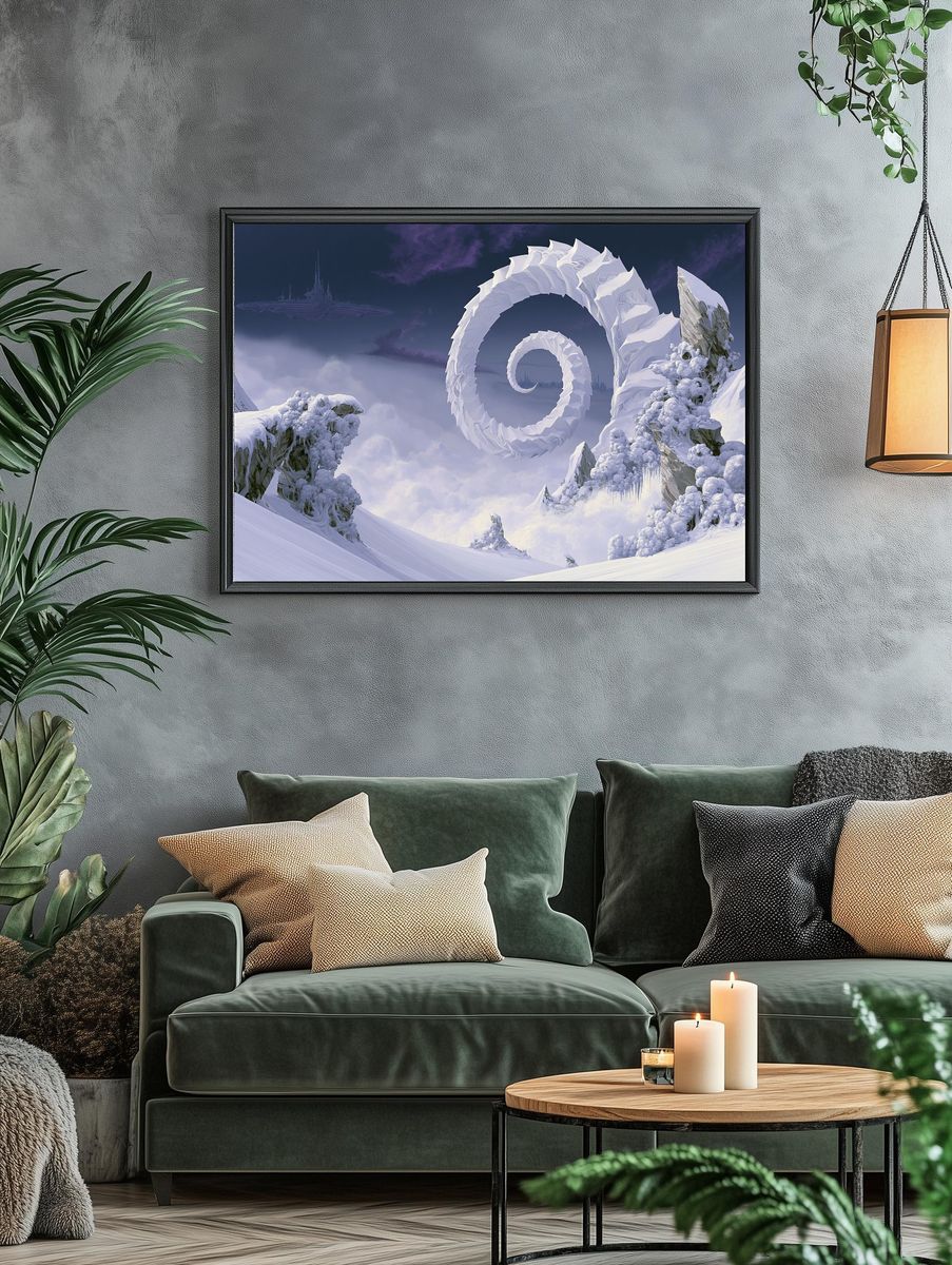 Surreal Snow Spiral Sci-Fi Print. — room view 4
