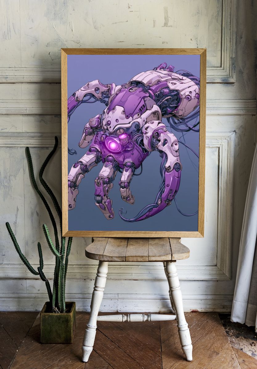 Cybernetic Creature Illustration Poster. — room view 1