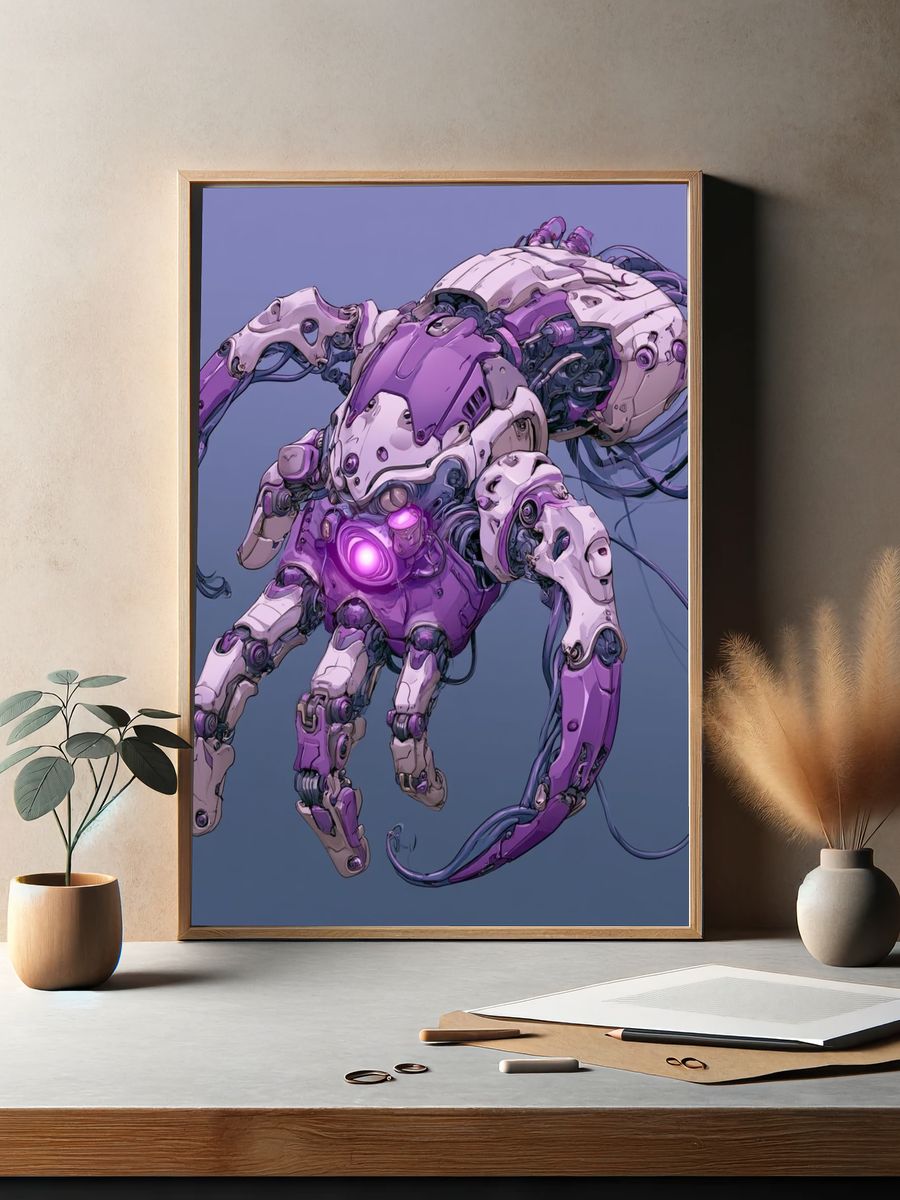 Cybernetic Creature Illustration Poster. — room view 2