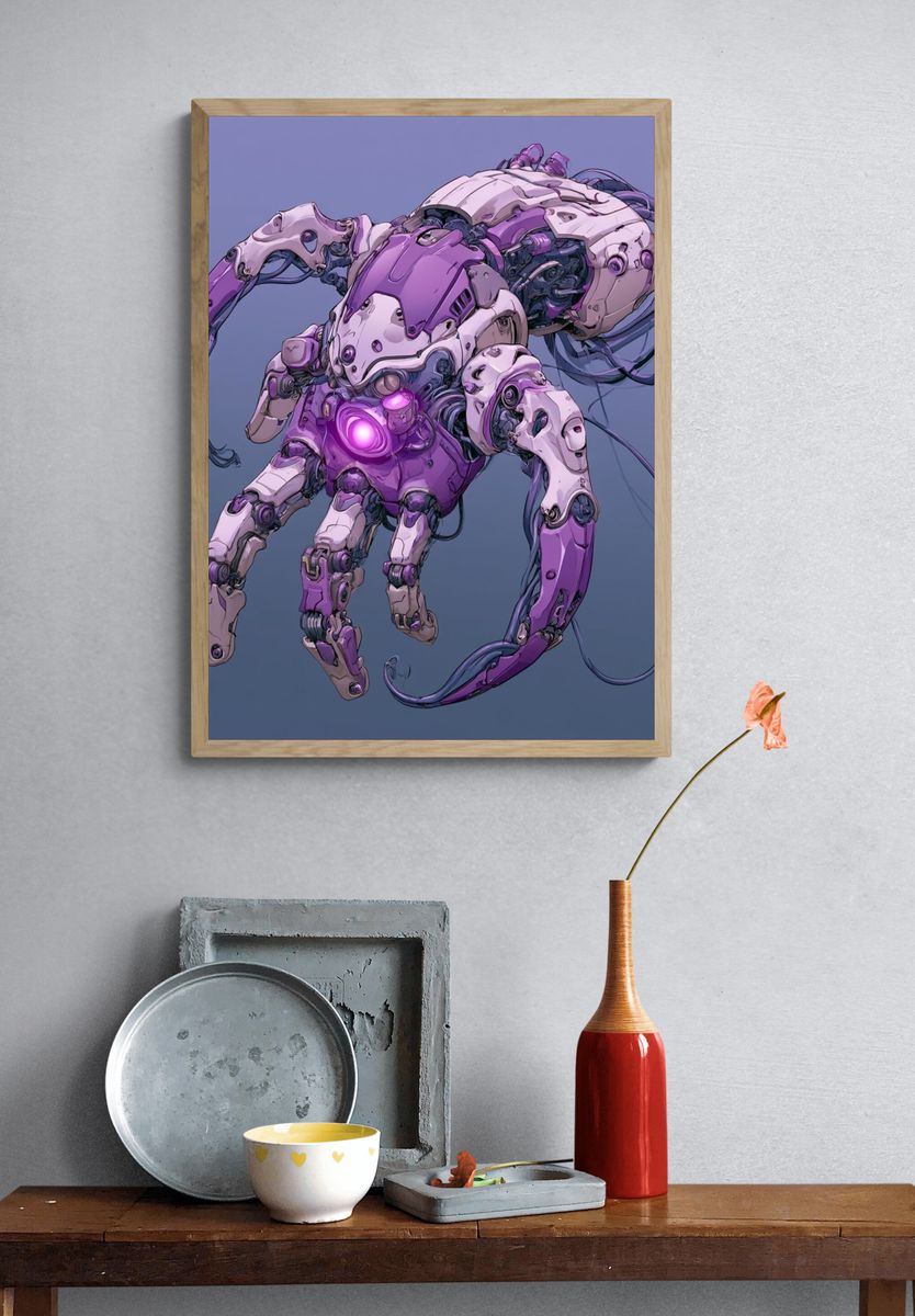 Cybernetic Creature Illustration Poster. — room view 3