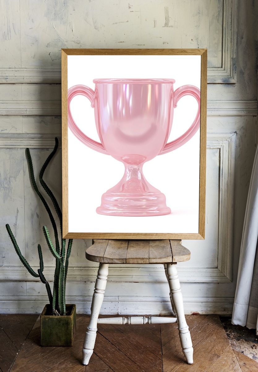 Pink Glass Trophy Illustration Poster. — room view 1